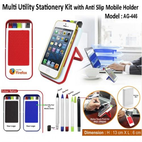 Multi Utility Stationery Kit With Anti Slip Mobile Holder AG 446