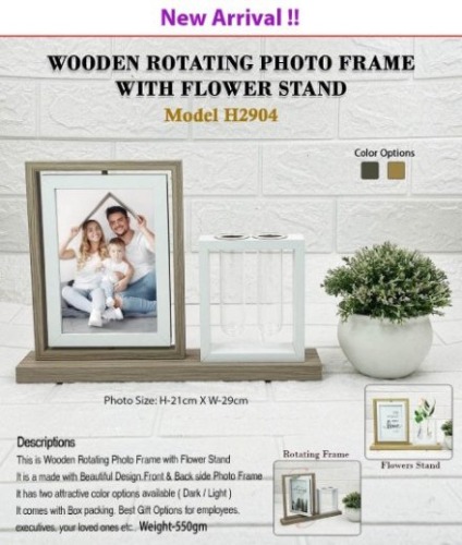 Wooden Rotating Photo Frame With Flower Stand H 2904