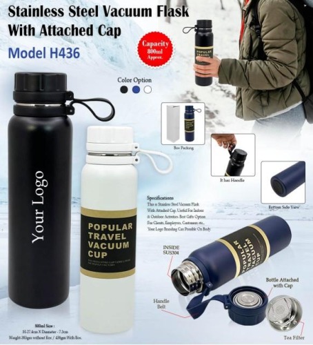 Stainless Steel Vacuum Flask With Attached cap H436