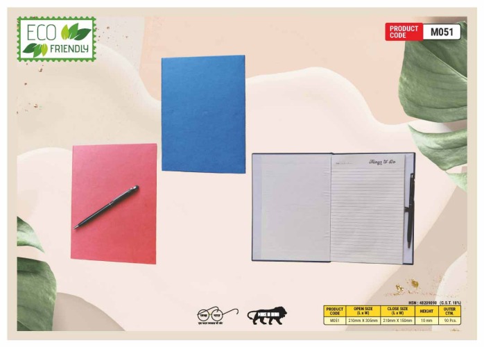 Eco Friendly Diary With Magnetic Cover And Metal Pen M051