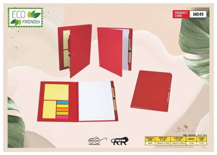 Eco Friendly Sticky Note Pad With Pen ( Big ) M049