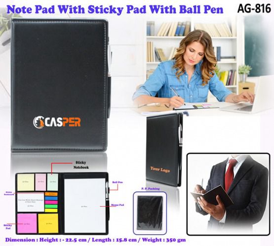 Note Pad With Sticky Pad With Ball Pen AG 816