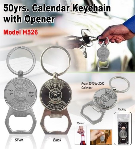 50Yes. Calendar Keychain With Opener H526