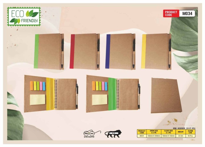 Eco Friendly Wiro Note Pad With Sticky Note With Pen M034