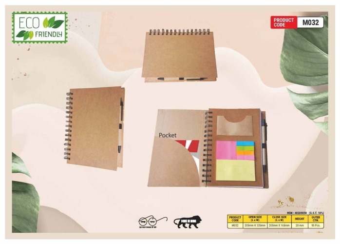 Eco Friendly Wiro Note Pad With Sticky Note M032