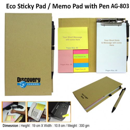 Eco Sticky Note Pad with Ball Pen AG 803