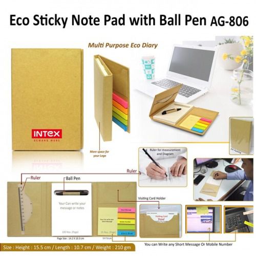 Eco Sticky Note Pad with Ball Pen AG 806