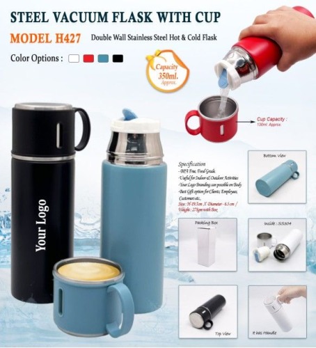 Steel Vacuum Flask With Cup  1 H427