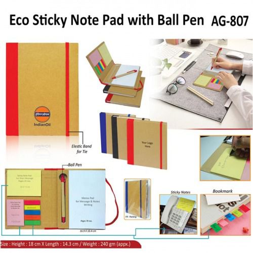 Eco Sticky Note Pad with Ball Pen AG 807