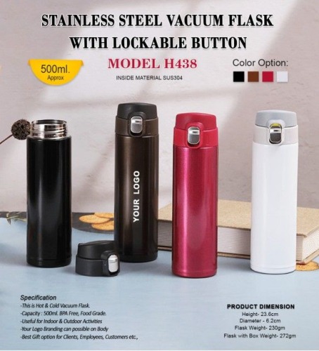 Stainless Steel Vacuum Flask With Lockable Button H438