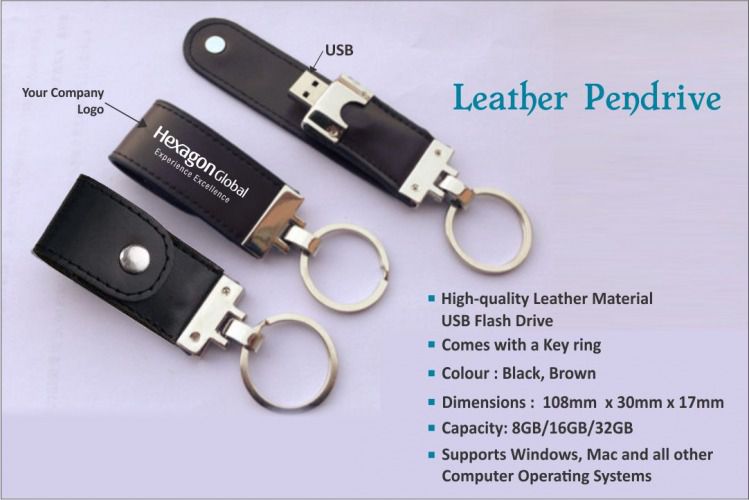 Leather Keychain Pen Drive
