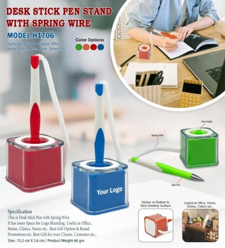 Desk Stick Pen Stand With Spring Wire H1706