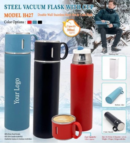 Steel Vacuum Flask With Cup H427