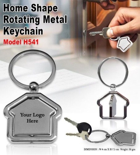 Home Shape Rotating Metal Keychain H541