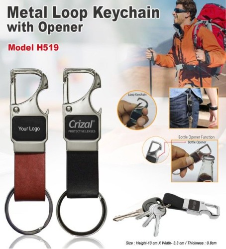 Metal Loop Keychain With Opener H519