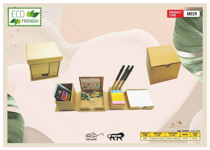 Eco Friendly Foldable Square Cube Box With Pen Holder Sticky Note M029