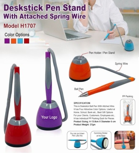 Deskstick Pen Stand With Attached Spring Wire H1707