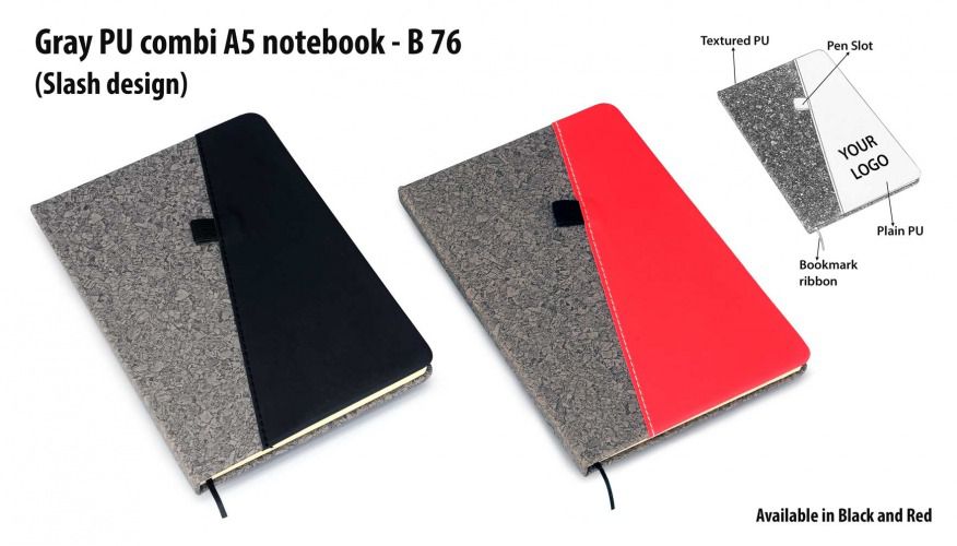 Gray PU combi A5 notebook B76