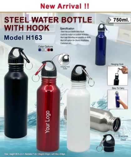 Steel Water Bottle With Hook H 163