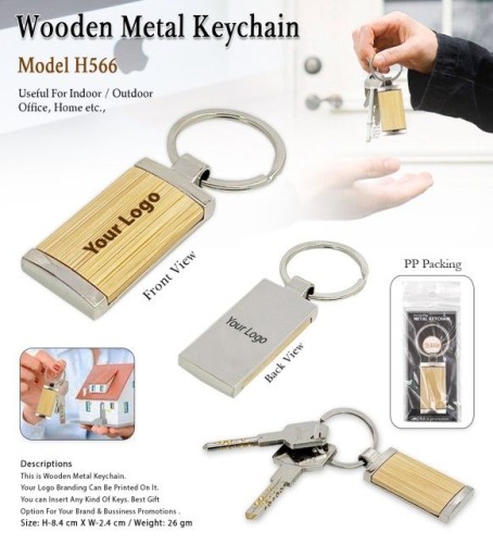 Wooden Metal Keychain H566