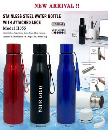 Stainless Steel Water Bottle With Attached Lace H 055