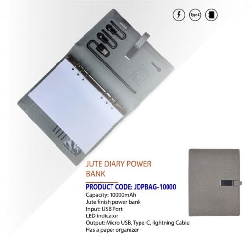 Jute Diary Power Bank AG 10000