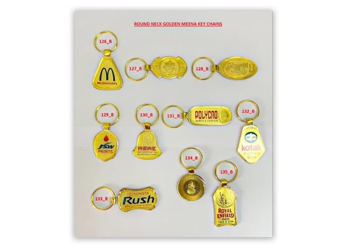 Round Neck Golden Meena Key Chains A 1