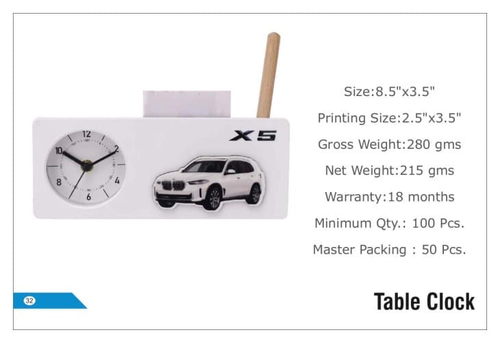 X 5 Table Clocks 32