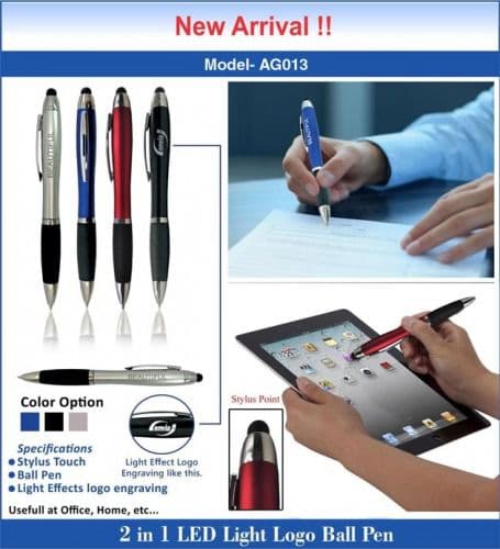 2 In 1 LED Light Logo Ball Pen AG 013