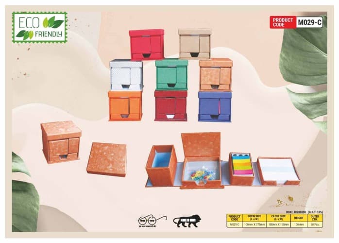 Color Foldable Square Cube Box With Pen Holder Sticky Note M029C