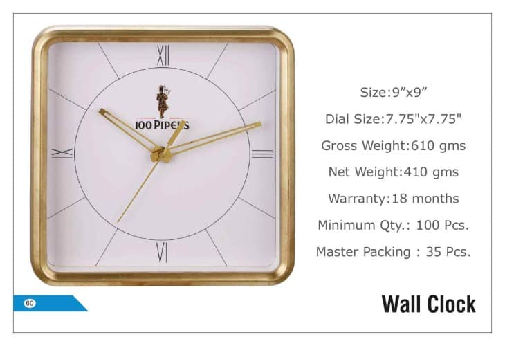 100 Pipers Wall Clock 60