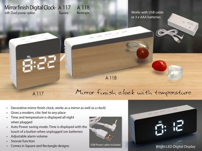 Mirror finish Digital clock A117