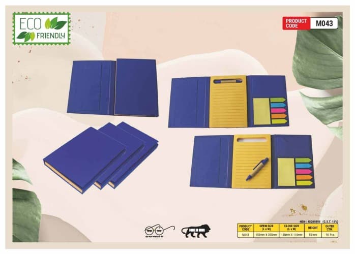 Three Fold Diary With Sticky Note And Mini Pen M043