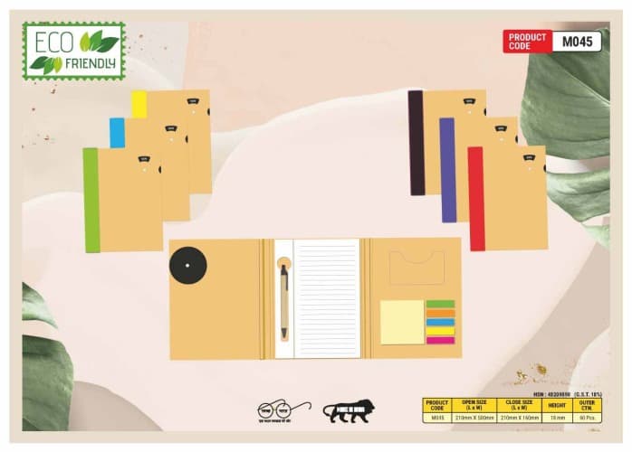 Three Fold Sticky Note Pad With Day Calendar And Pen M045