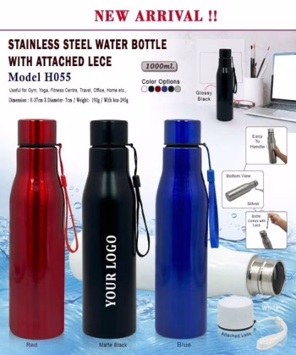 Stainless Steel Water Bottle With Attached Lace H 055