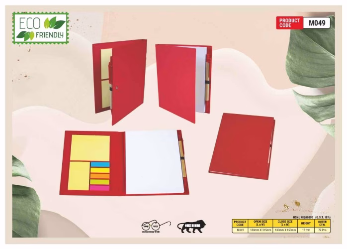 Eco Friendly Sticky Note Pad With Pen ( Big ) M049