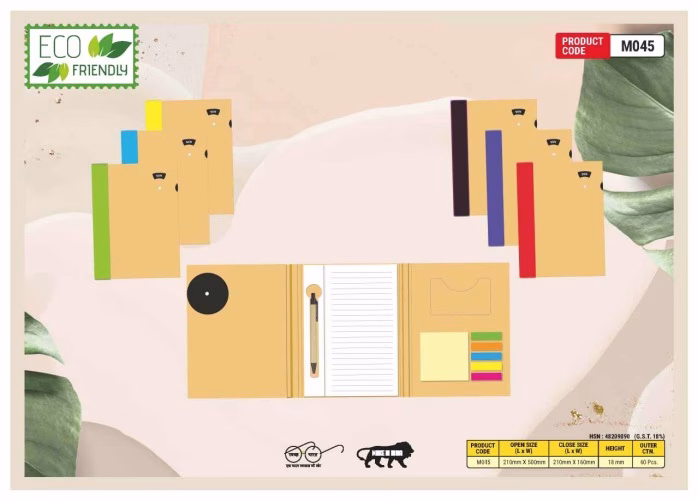 Three Fold Sticky Note Pad With Day Calendar And Pen M045