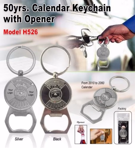50Yes. Calendar Keychain With Opener H526