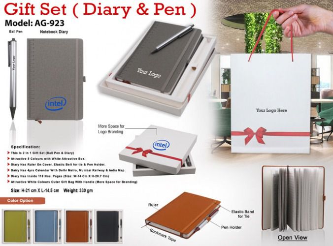 Personalized Diary With Card Holder & Pen - Gift For Corporate Employee-  Personalized Corporate Gifts - Customised Diary - VivaGifts