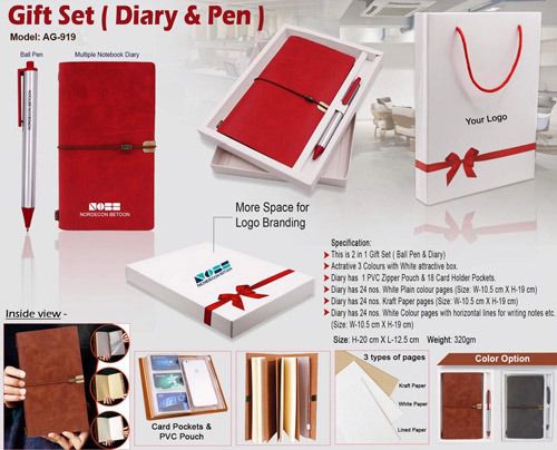 3 in 1 Gift Set A5 diary Pen Keychain Cuento