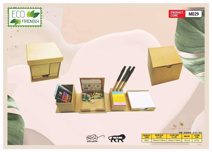 Eco Friendly Foldable Square Cube Box With Pen Holder Sticky Note M029
