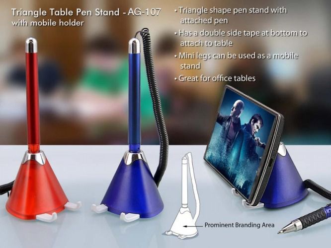 Triangle Table Pen Stand With Mobile Holder AG 107 Pens In Bulk